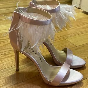 Katy Perry feather satin heels